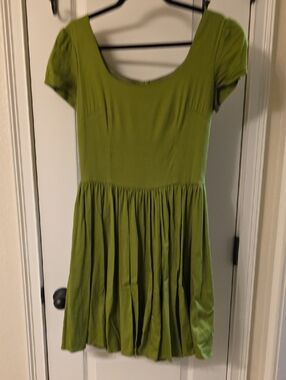 Pinup Girl Clothing Green Short Sleeve 50S Style Dress W/ Pockets